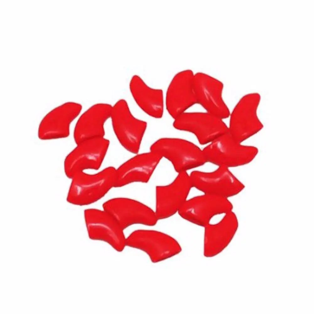 Red Милые 20 шт Силиконовые Мягкие кошачьи колпачки для ногтей Чехлы для кошачьих ногтей Колпачки для лап клея для защиты животных - Цвет: Red