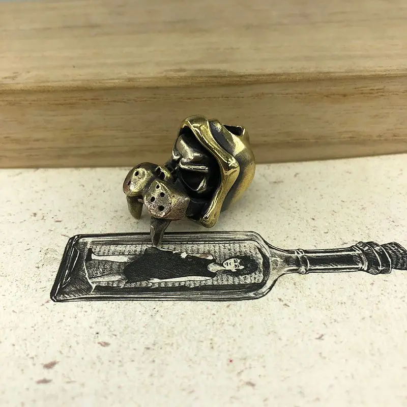EDC инструменты латунные ножи бусины латунные уплотнения Череп Бусы на шнурок Паракорд Нож многофункциональный брелок DIY кулон#147