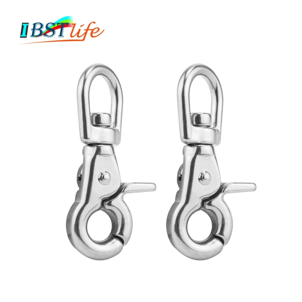

2PCS IBST LIFE stainless steel 316 Webbing Bag Trigger Swivel Lobster Clasps Clips Snap Hooks Weave Paracord Lanyard Buckles