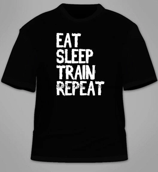 Футболка с надписью Eat Sleep. Подарок для фитнеса тренировок тренажерного зала