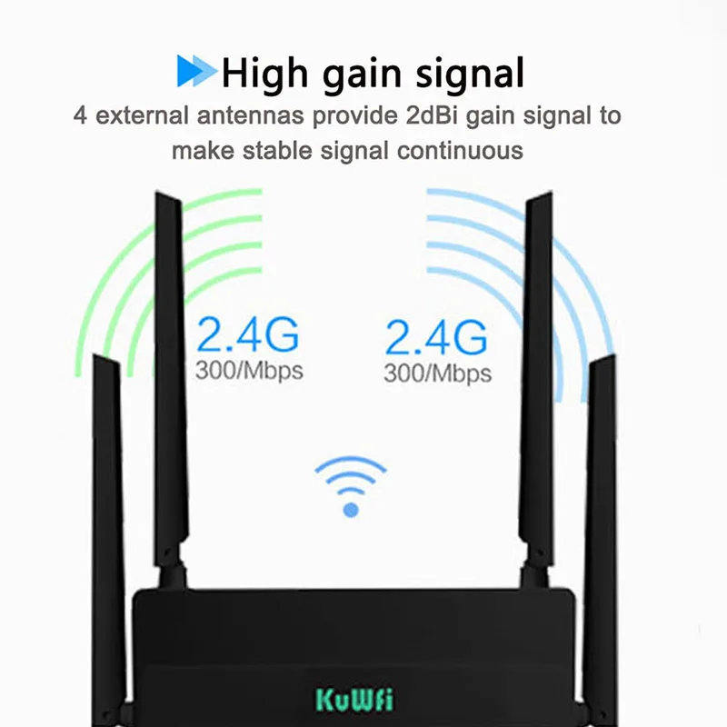 KuWFi 4G Wifi роутер 300Mbps wi fi с сим картой Supпорт 32 WiFi пользователи вай фай репитер wifi