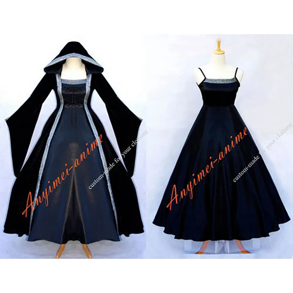 

fondcosplay Victorian Rococo Medieval Gown Ball black Dress Gothic Punk Velvet jacket Cosplay Costume Tailor-made[G629]