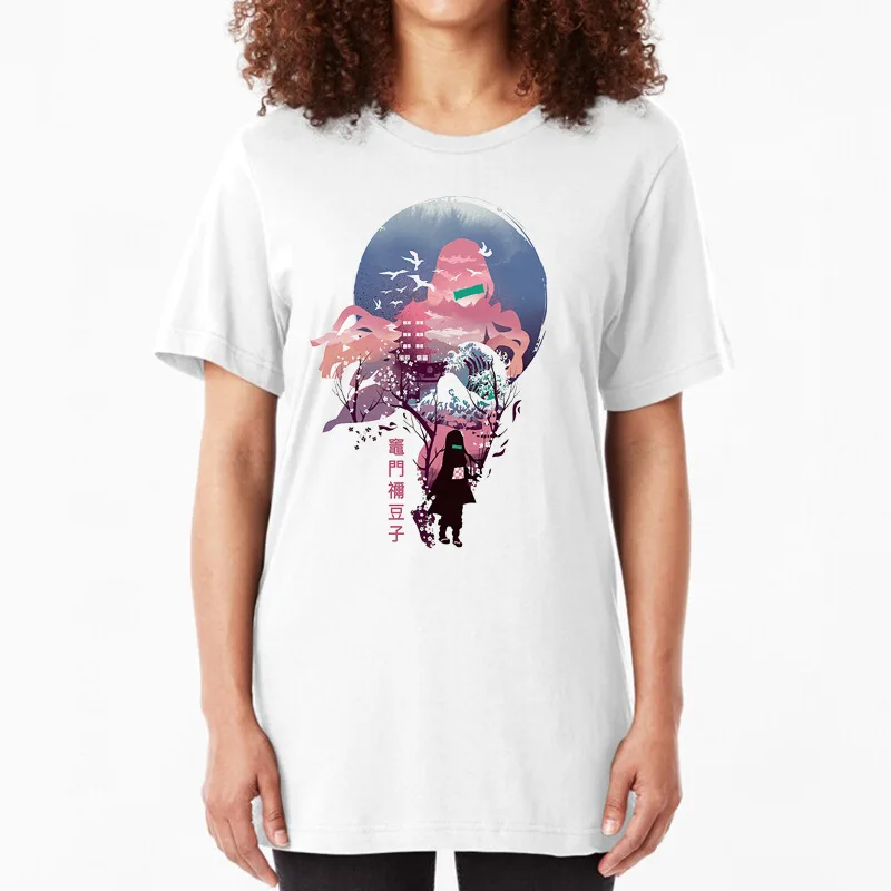 

WK Summer T-Shirts Casual Demon Slayer Nezuko Japanese Streetwear Short Sleeve T Shirt Men Women Cotton Anime Manga