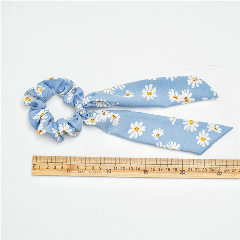 

2021 New Fashion Chiffon Floral Bow Hair Scrunchies Women Hair Tie Rope Ribbon Rubber Bands Ponytail Holder Hair Accessories