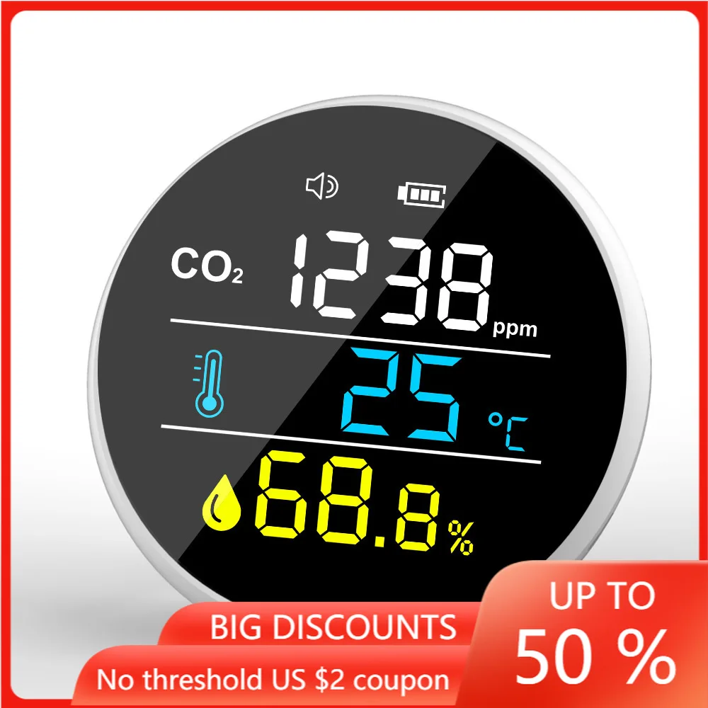 

Carbon Dioxide Detector Air Quality Monitor Indoor & Outdoor Temperature & Humidity Detection Sensor Carbon Co2 Concentration