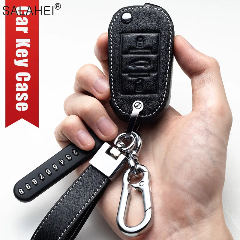

Leather Car Key Remote Cover For Peugeot 107 206 207 208 306 307 301 308S 407 2008 3008 4008 5008 RCZ For Citroen C1 C2 C3 C4 C5