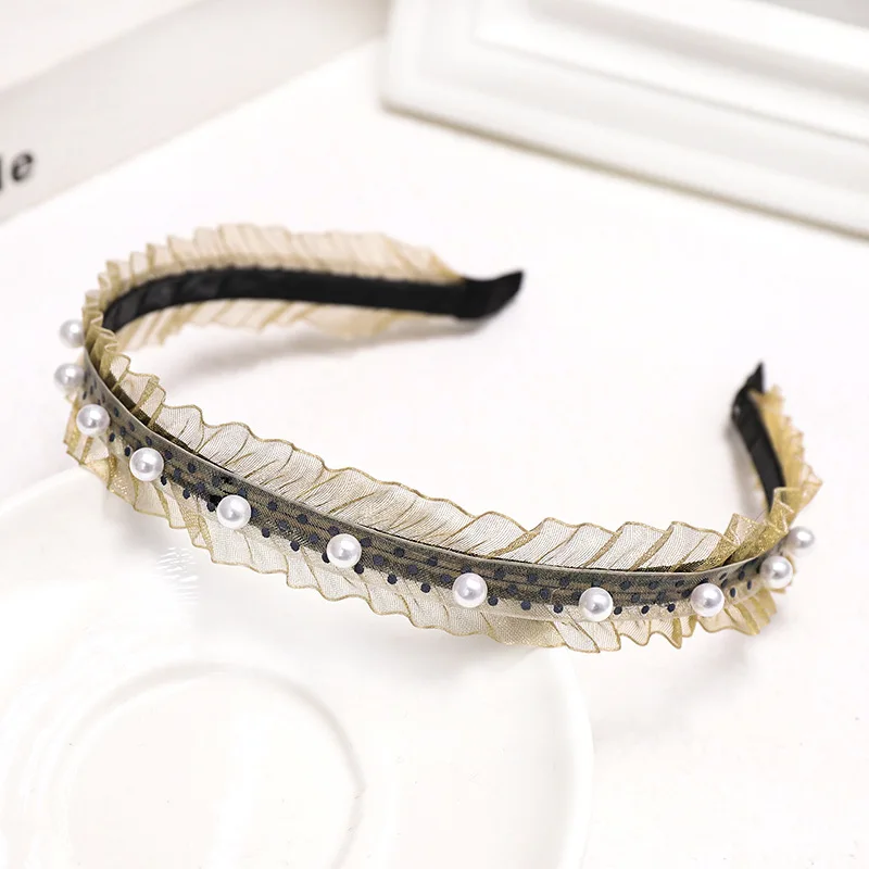 

2020 Women Headbands Temperament Retro Crystal Headband Pearls Mesh Thin Hair Hoops Girls Crown Square Rhinestone Hairbands
