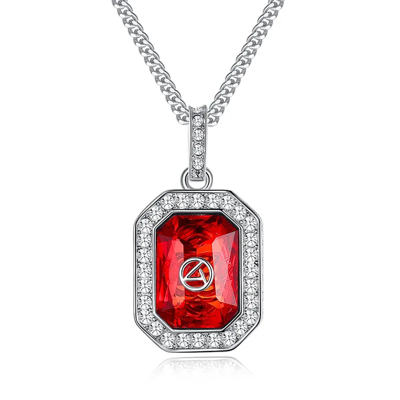 

Funmode Green Red Cubic Zircon Link Chain Pendant Charm Necklace For Women boucle doreille Wholesale FN220