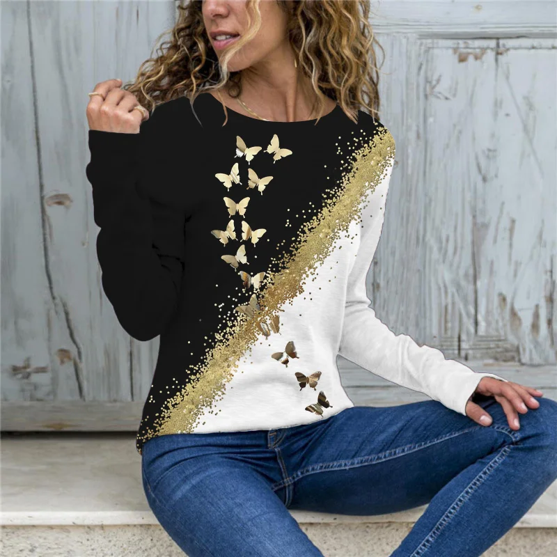 Peacock Graphic Basic T-Shirt Women's Clothing 2021 Summer Autumn Long Sleeve Casual Vintage Tee Shirts Ladies Oversized Tops | Женская