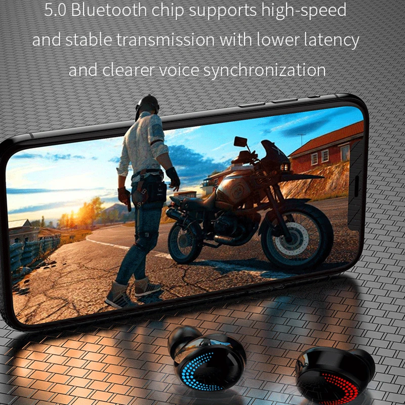 

TWS Bluetooth 5.0 Earphone Wireless Headphones LED with Microphone Earphones Waterproof Noise Cancel Headset Earbuds