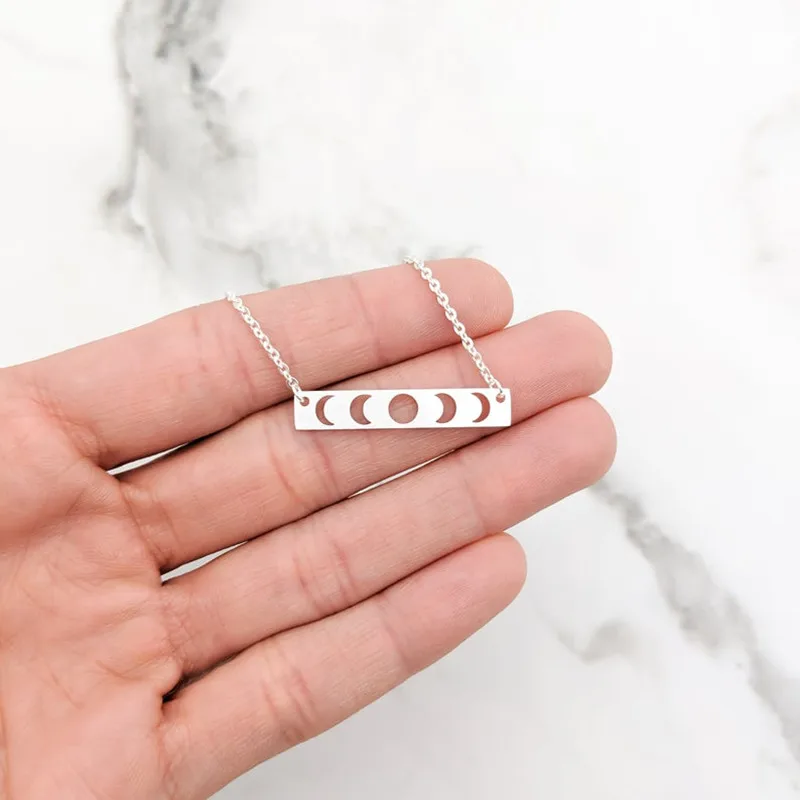 Ожерелье с кулоном в виде фазы Луны серебряное ожерелье из нержавеющей стали