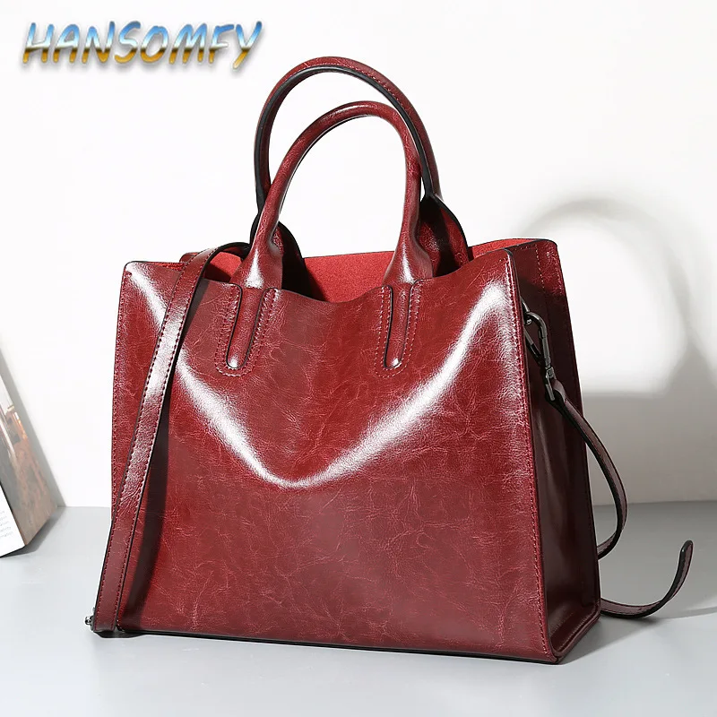 Кожаная сумка на плечо HANSOMFY женские винтажные сумки роскошная женская