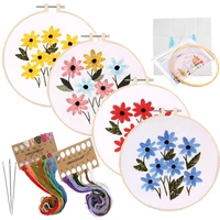 lmdz embroidery kits stamped embroidery starter kit with flowers plants pattern cloth color threads tools needlework knitting