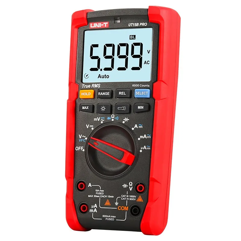 Мультиметр Цифровой тестер UNI T UT15BPRO /UT17BPRO True RMS Авто диапазон 1 м ударостойкий VFC