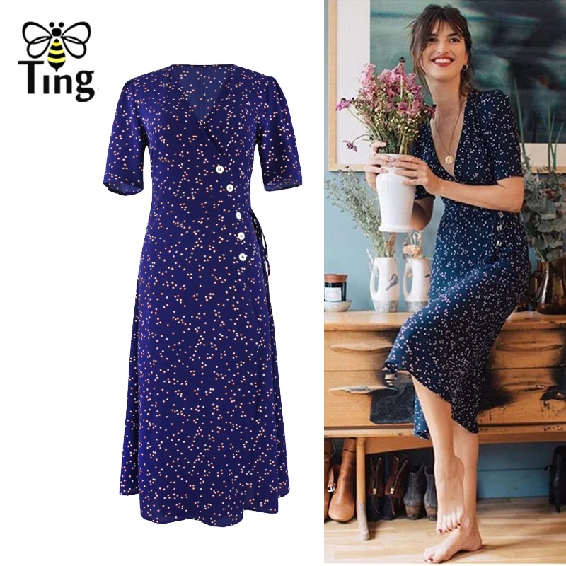 Платье Tingfly женское винтажное с треугольным вырезом и цветочным принтом|Женские