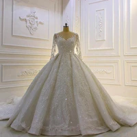 new custom plus size wedding dresses for weddings scoop long sleeve a line sweep train applique lace up sequined bridal gowns