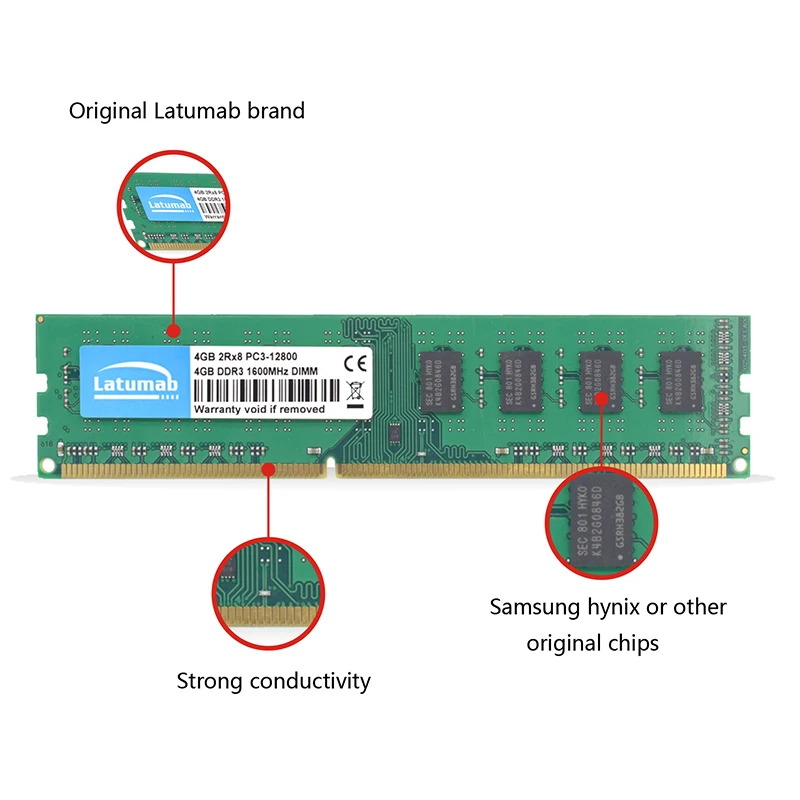 Latumab 4 ГБ 8 ГБ DDR3 1600 МГц PC3 12800 настольная Память DIMM Память RAM 240 шпильки 1,5 в Настольный ПК модуль памяти ram