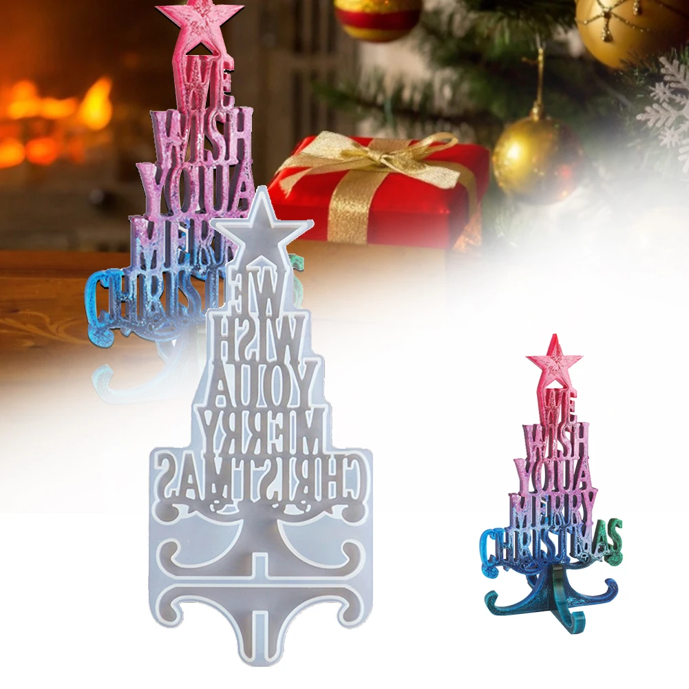

DIY Christmas Series Crystal Epoxy Resin Mold Christmas Tree Letter Silicone Mold Decoration Christmas Silicone Mold for Resin