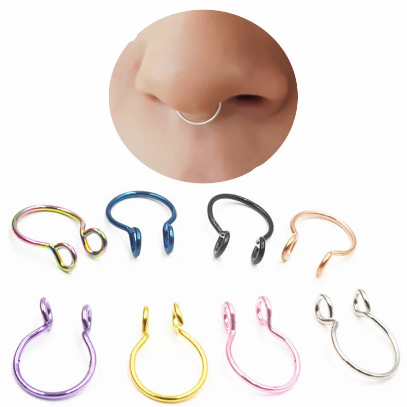 U образное поддельное кольцо для носа 2 шт. кольца перегородки титановые пирсинга