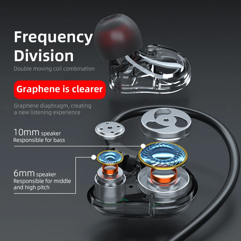 Проводные наушники с басами стереонаушники музыкальные спортивные игровая