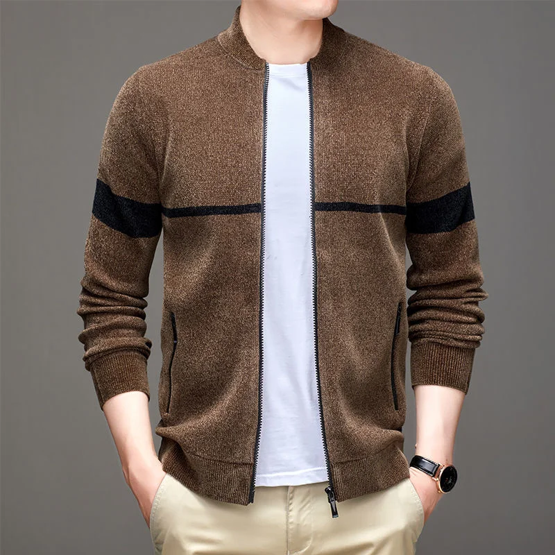 

Новое поступление 2021 Корейская версия однотонный Молодежный красивый теплый вязаный мужской свитер на молнии черная одежда рекомендуется ...