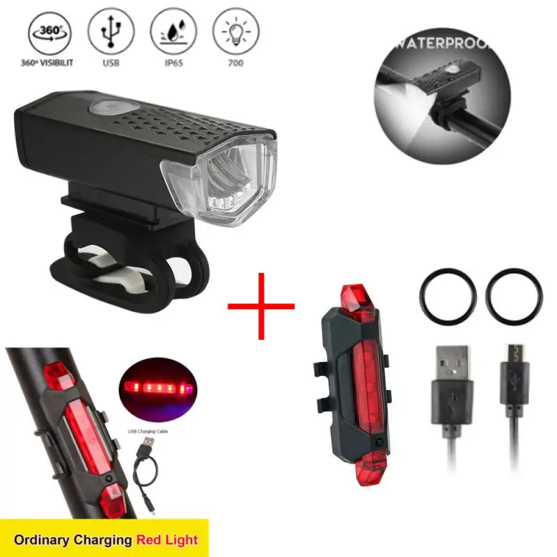 

Waterproof Bicycle MTB Light Bike Front Headlight Taillight USB Charge Mountain Cycling Warning Back Rear Lamp Bike Accessories