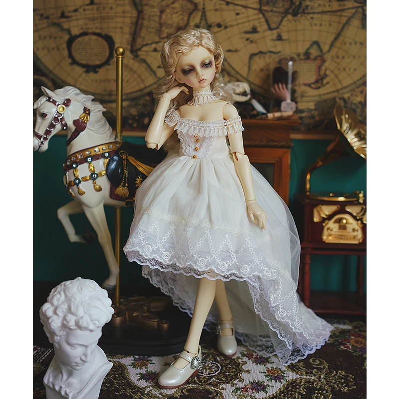 Белый BJD платье без рукавов сказочное платье+ украшения на шею для 1/6 1/4 1/3 BJD кукла аксессуары костюм белое платье - Цвет: Белый