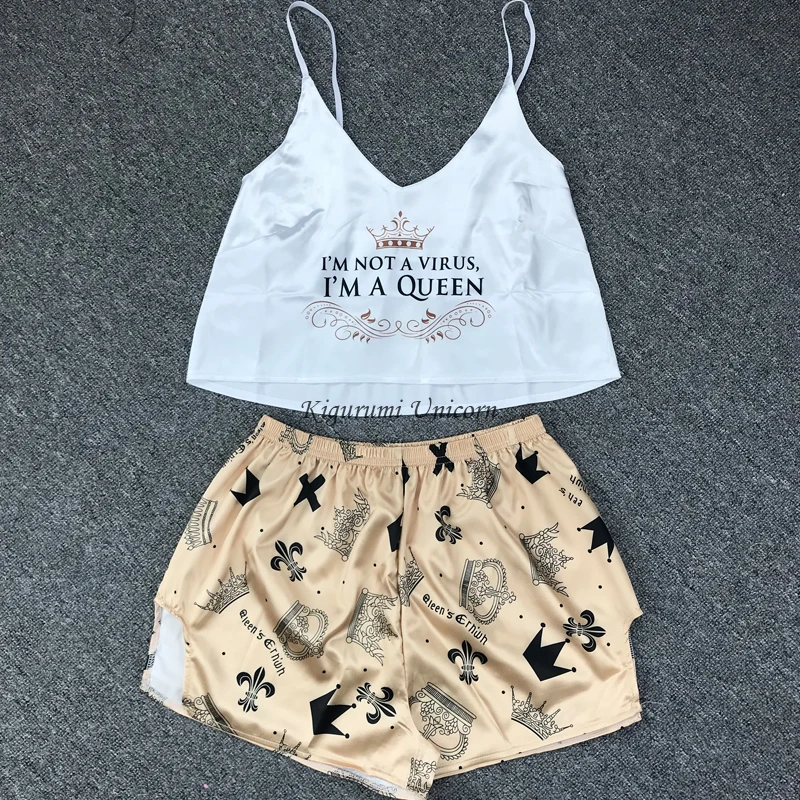 Пижамный комплект женский с V-образным вырезом пикантный Шелковый домашний