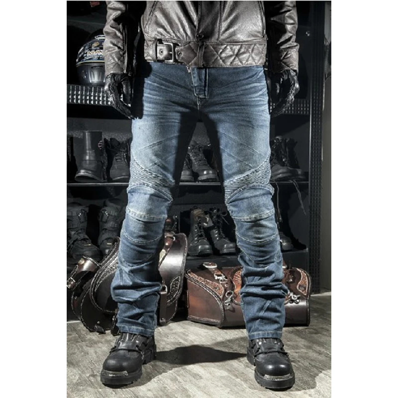 

Motorcycle jeans Racing car trousers slim denim pants blue XS/26 S/27 woman