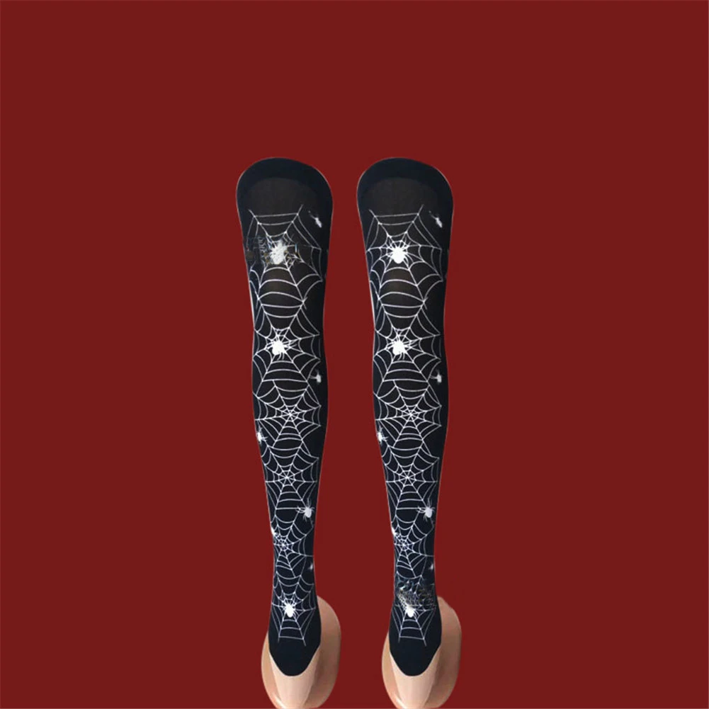 Вечерние длинные гольфы с рисунком скелета на Хэллоуин маскарадный костюм для