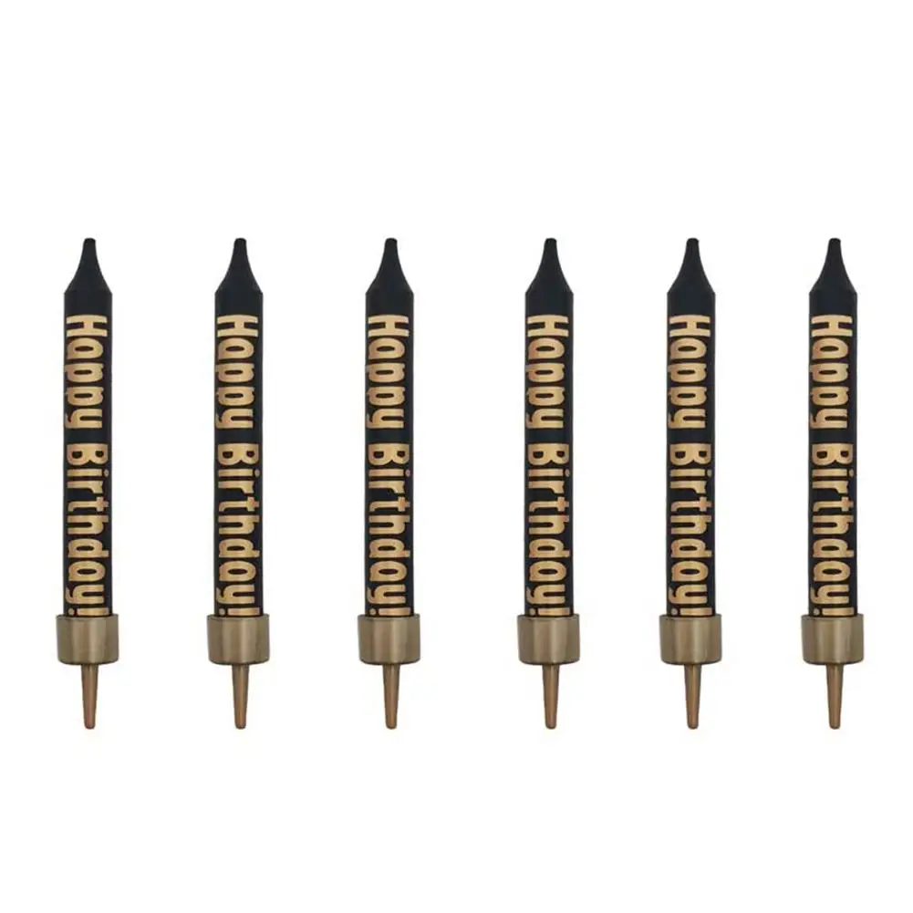 

6PCS Birthday Candles Black Gold Letter Birthday Candl Cupcake Topper Candle Wedding Anniversary Holiday Candle Cake Decoration