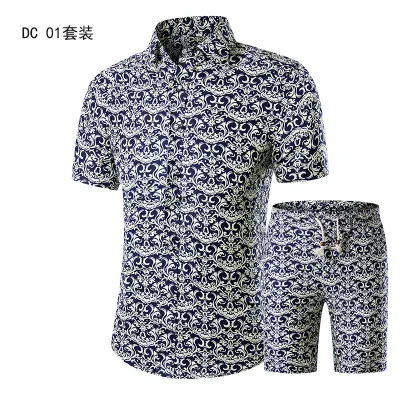

2020 shirt set large short sleeve shirt printed shirt men's new summer shirt