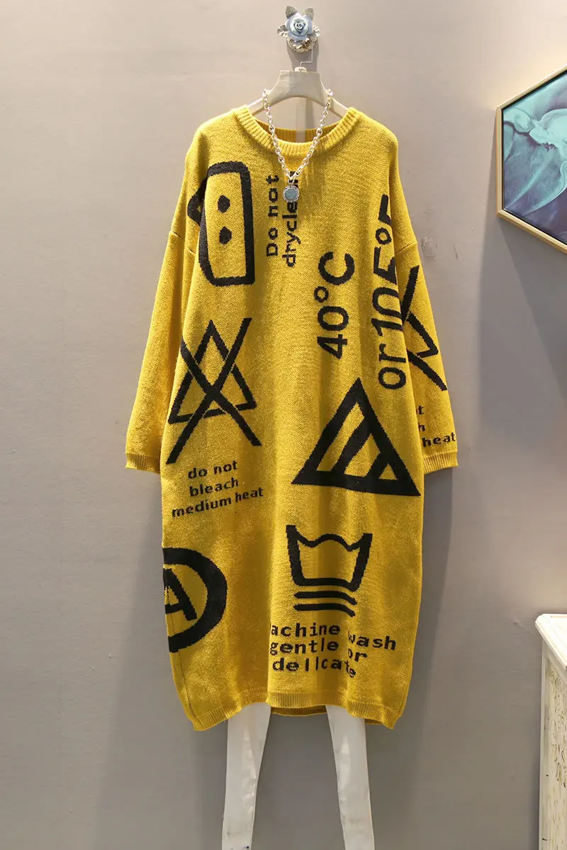 TVVOVVIN Knitted Geometrical Sweater Women Pullover Autumn Letter Small Fresh O Neck Full Sleeve Casual Style Sweater L530