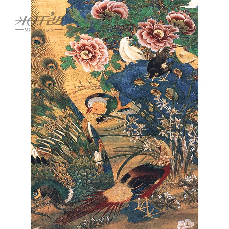 Микеланжело деревянный пазл 500 шт Китайский Старый мастер Шэн Кван Павлин Пион