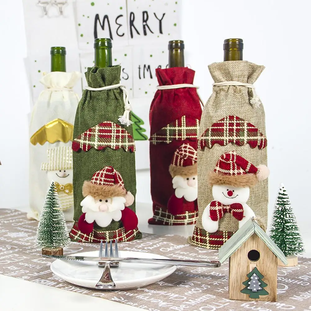1 шт. Рождественская Крышка для бутылки вина с Санта Клаусом домашнего ужина