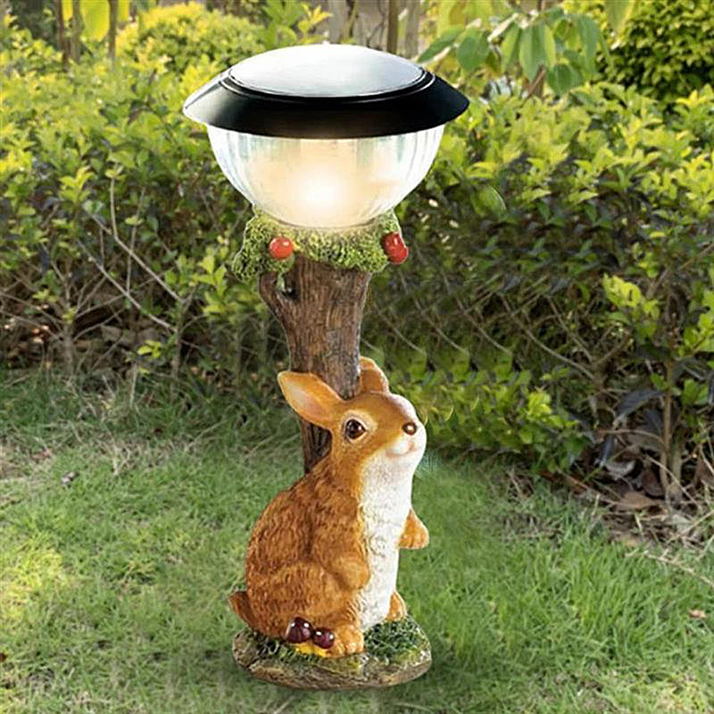 

LED Solar Light Little Animal Sculpture Resin Craft Statue Lantern Ornaments Home Garden Balcony Porch Decoration