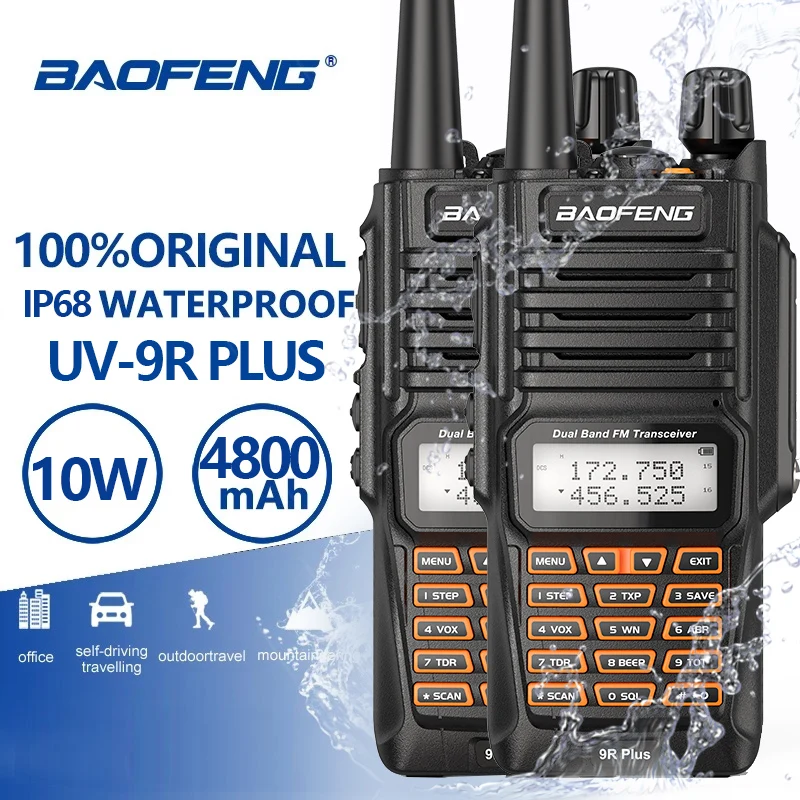 2 шт Baofeng UV-9R плюс 10 Вт IP68 Водонепроницаемый Dual Band 136-174/400-520 МГц Ham Радио BF-UV9R иди и