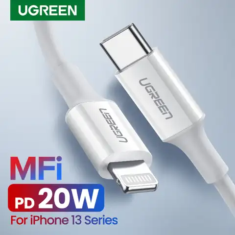 Сертифицированный MFI кабель Ugreen с USB Type c на Lightning для iPhone 13, 12, 11, xs, xr, 8, Apple ipad, зарядное устройство для быстрой зарядки и передачи данных, 1 м, 2 м