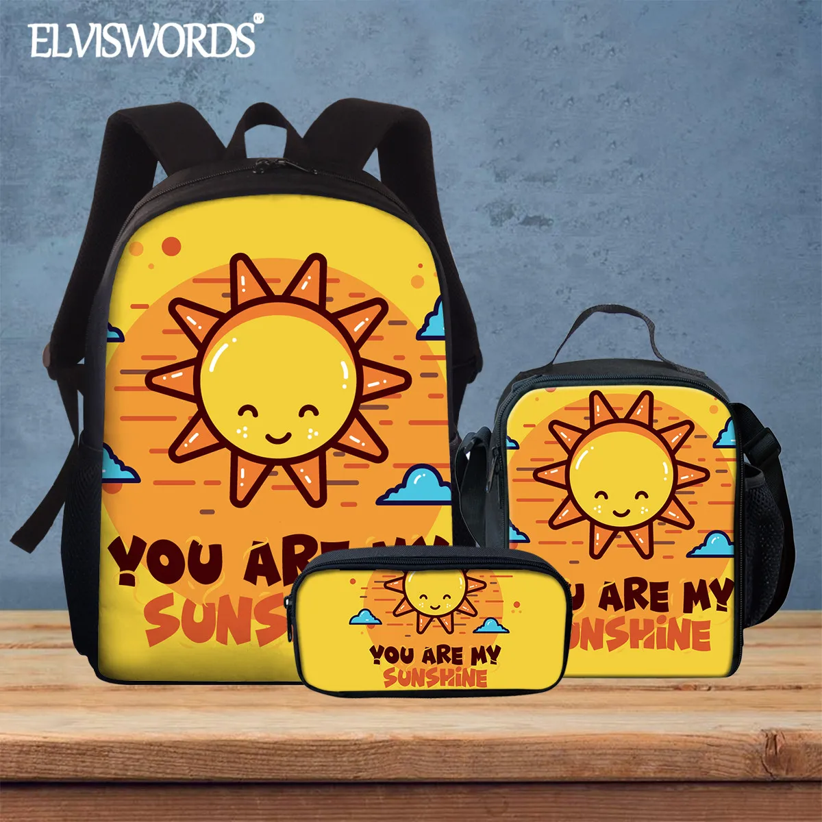 

ELVISWORDS You are my sunshine 2020 фирменный дизайн, Детская сумка для книг, рюкзак для учеников начальной школы с мультипликационным рисунком, модный шко...