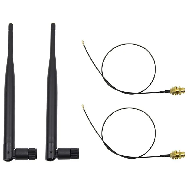 2 x 6dBi 4 ГГц Wi-Fi 5 двухдиапазонный RP-SMA антенна + 2x35 см U.fl/кабель IPEX | Электроника