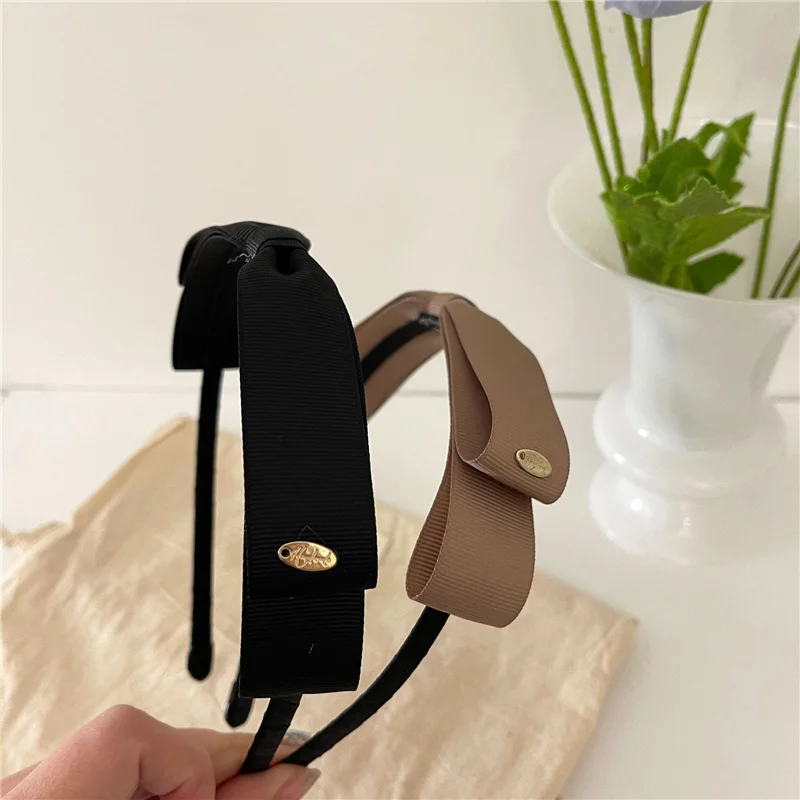 

2021 Fashion Black New bow bezel Headwear Women Headband Girls Vintage Bow Hair Bands wide Hairband for hair Accessories