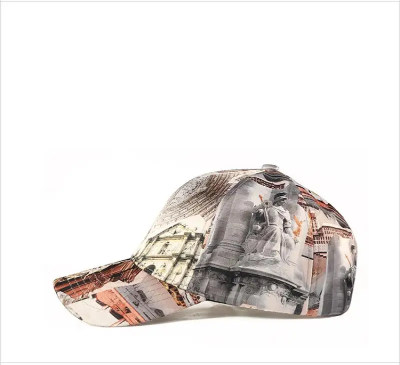 European American high street style pattern Baseball Cap Wild Caps unisex Men Autumn spring sport UV50+flat along sun Hats