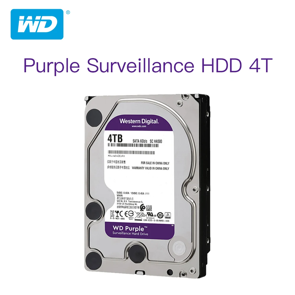 

WD Purple 4 ТБ HDD жесткий диск наблюдения-5400 об/мин Класс SATA 6 ГБ/сек. 64MB Cache 3,5 Inch WD40EJRX