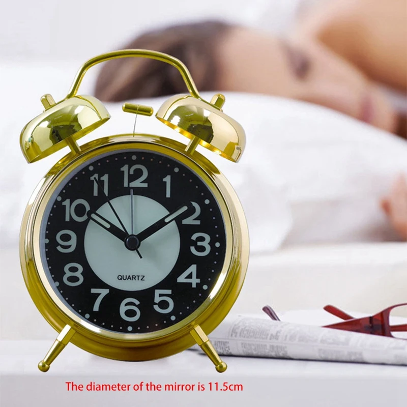 

Retro Digital Alarm Clock,Metal Silent Non-Ticking Battery Desk Quartz Travel Clock with Backlight for Bedroom