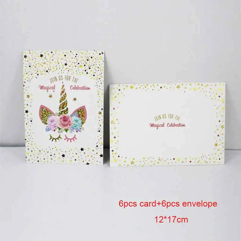 Карточка с единорогом для приглашений карточка вечеринки в честь Дня рождения
