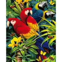 full squareround drill 5d diy diamond painting beautiful parrots scenery embroidery cross stitch 3d home decor gift