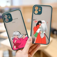anime japan cartoon inuyasha higurash phone case dark green matte transparent iphone 7 8 x xs xr 11 12 pro plus max mini