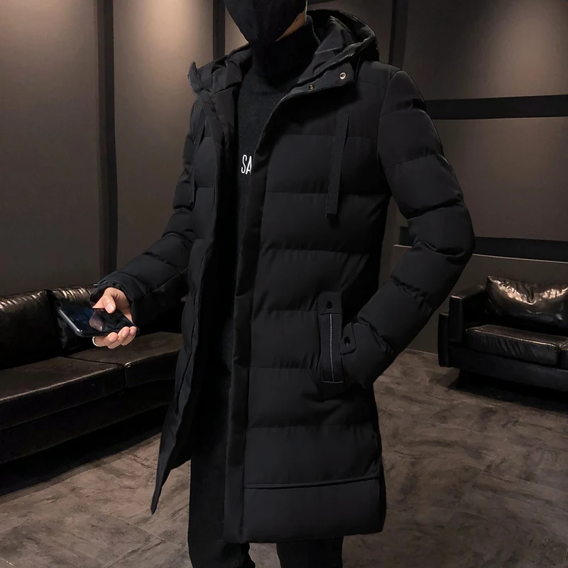 Winter Down Jackets And Coats Men Hooded Collar Long Down Jackets Thicker Warm Parkas Male Outwear Casual Slim Fit Winter Coats