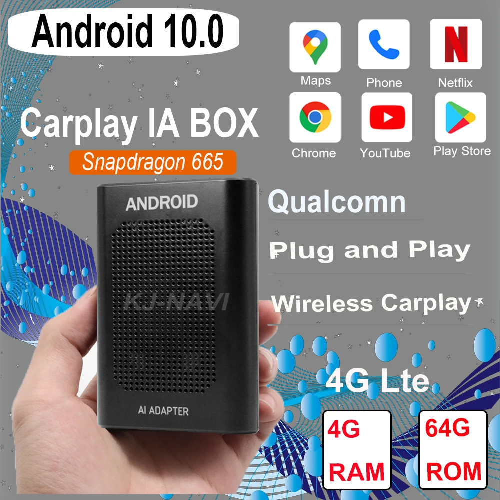 

Qualcomn Snapdragon Android 10,0 система для Carplay Ai Box, Автомобильный плеер, мультимедийная коробка с искусственным интеллектом, беспроводная зеркальная с...