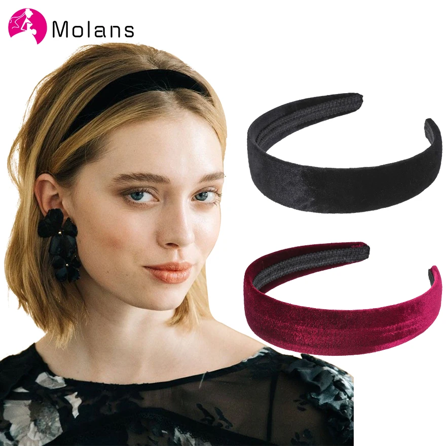Простые бархатные ободки для волос Molans однотонные Модные Ободки с маленькими